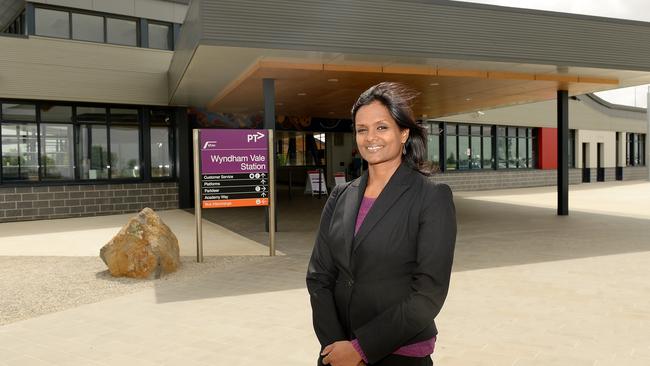 Thanuja Gunatillake from the RACV at the Wyndham Vale train station, which was rated Victoria's best in a Leader News and RACV survey.