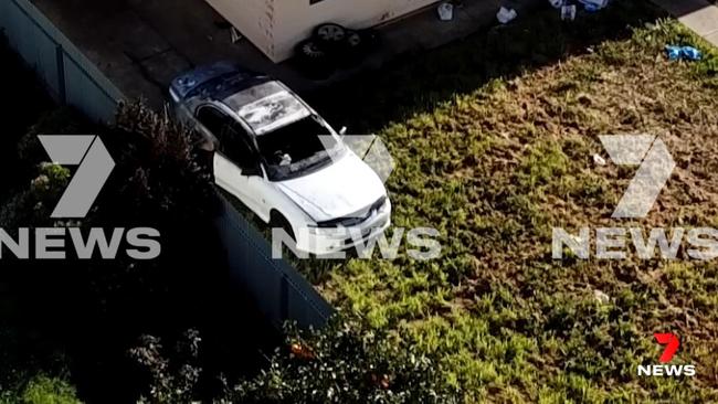 The car torched at Mount Gambier in what police say was a targeted attack. Picture 7NEWS