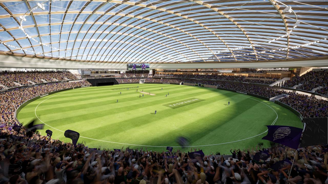 Artist’s concept of the Macquarie Point stadium. Pictures: supplied