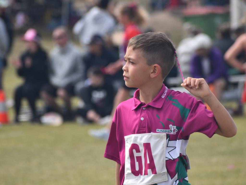 On court at the Cap Coast Junior Netball Carnival at the Barmaryee Multi Sports Precinct, Yeppoon, on August 11, 2024. Photo: Pam McKay