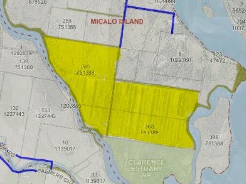 A map of the proposed subdivision of four lots on Micalo Island.