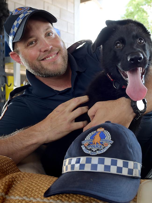 Drax with Alice Springs NT Police Dog Unit Constable Adam Donaldson. Pic: Patrina Malone