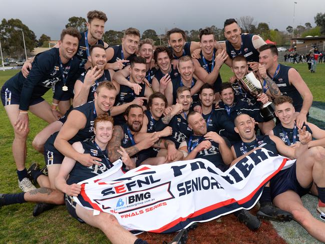 Berwick unfurls its SEFNL flag last year. Picture: Chris Eastman/AAP