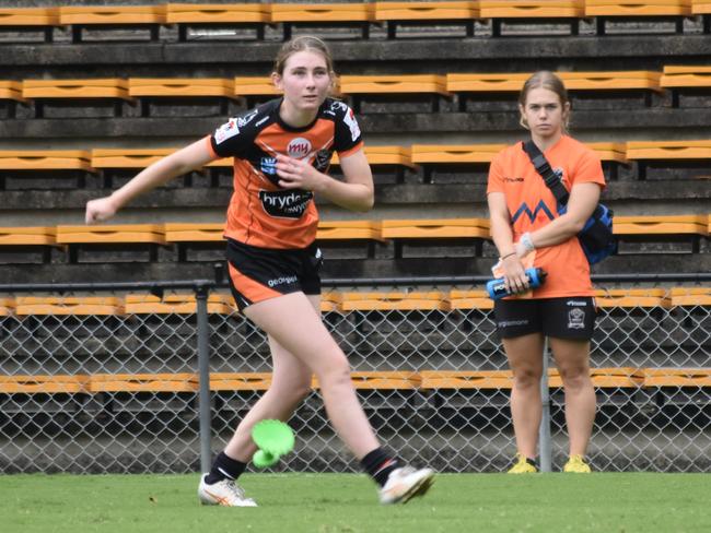 Ellie Barnett slots a successful conversion. Picture: Sean Teuma