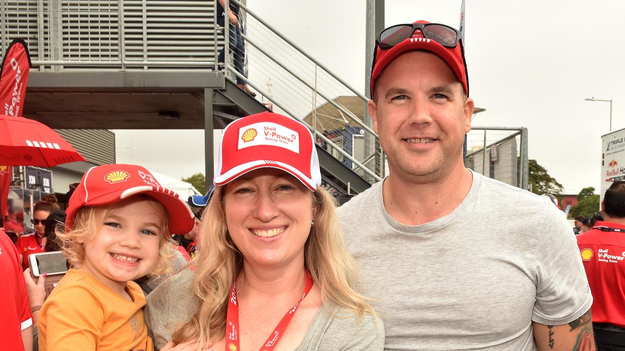 Watpac Townsville 400 Day One. Socials. Jane and Peter Strong with Willow, 3, from Maitland. . Picture: Evan Morgan