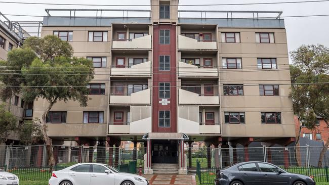 Dangerous cladding has been discovered on three four-storey public housing buildings on Lennox St, Richmond. Picture: Jake Nowakowski