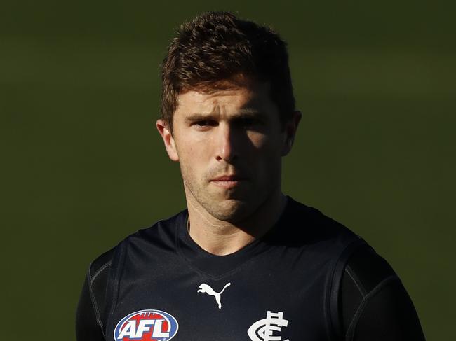 MELBOURNE, AUSTRALIA - JUNE 24: Marc Murphy of the Blues is seen during a Carlton Blues AFL training session at Ikon Park on June 24, 2021 in Melbourne, Australia. (Photo by Darrian Traynor/Getty Images)