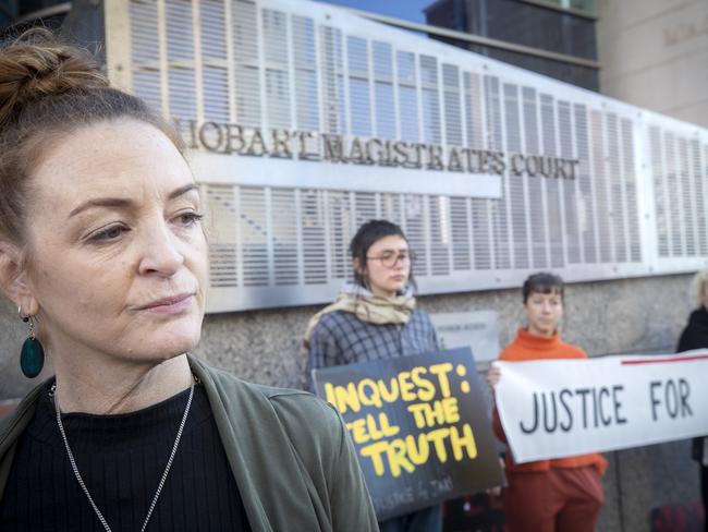 Faith Tkalac the mother of Jari Wise outside the Hobart Magistrates Court. Picture: Chris Kidd