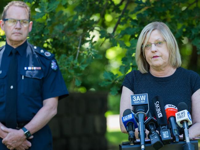 MELBOURNE, AUSTRALIA - NewsWire Photos NOVEMBER 30, 2020: Victorian Minister for Police Lisa Neville spoke to the media at  Parliament House about the revamped hotel quarantine system in Melbourne. Picture: NCA NewsWire / Paul Jeffers