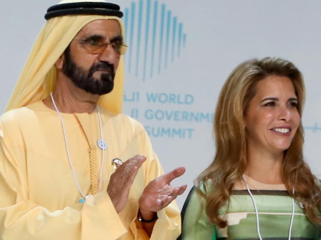 Sheik Mohammed bin Rashid al-Maktoum (L), ruler of Dubai, and his wife Princess Haya bint al-Hussein are locked in a custody battle. Picture: AFP