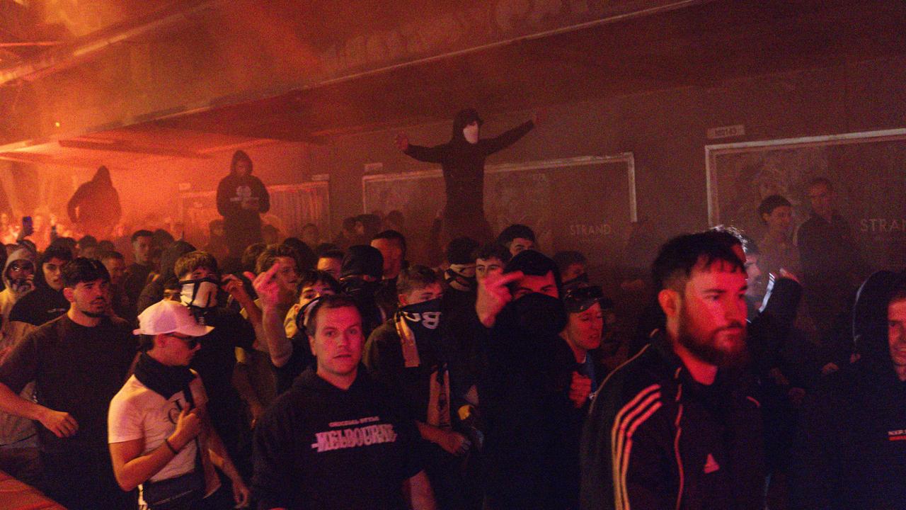 Not your average grand final march. Picture: NewsWire / Diego Fedele