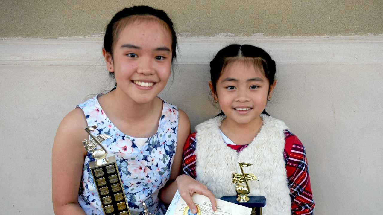 TALENTED DUO: Kathleen and Megan Nguyen at the eisteddfod on Wednesday. Picture: Jann Houley