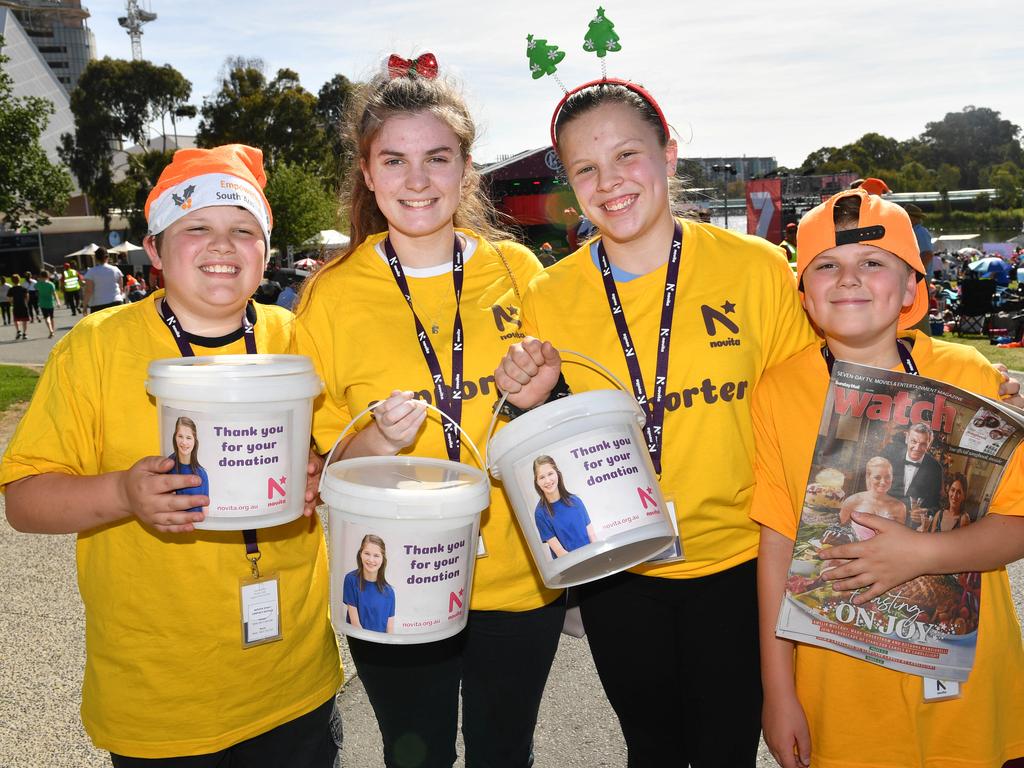 Thomas, Leila Rodeghiero, Charlee and BJ at the 2019 Elder Park Carols by Candlelight. Picture: AAP / Keryn Stevens