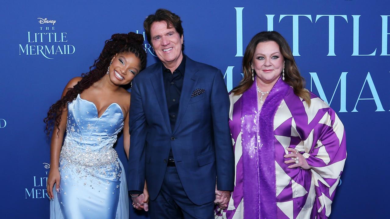 Halle Bailey, Rob Marshall and Melissa McCarthy attend the Australian premiere of "The Little Mermaid". Picture: Lisa Maree Williams/Getty Images