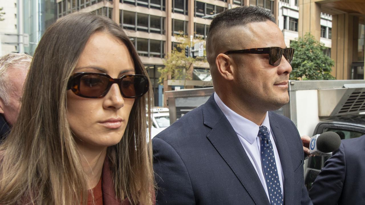 Hayne with his wife Amellia Bonnici, before he was taken into custody on April 14. Picture: NCA NewsWire/Simon Bullard