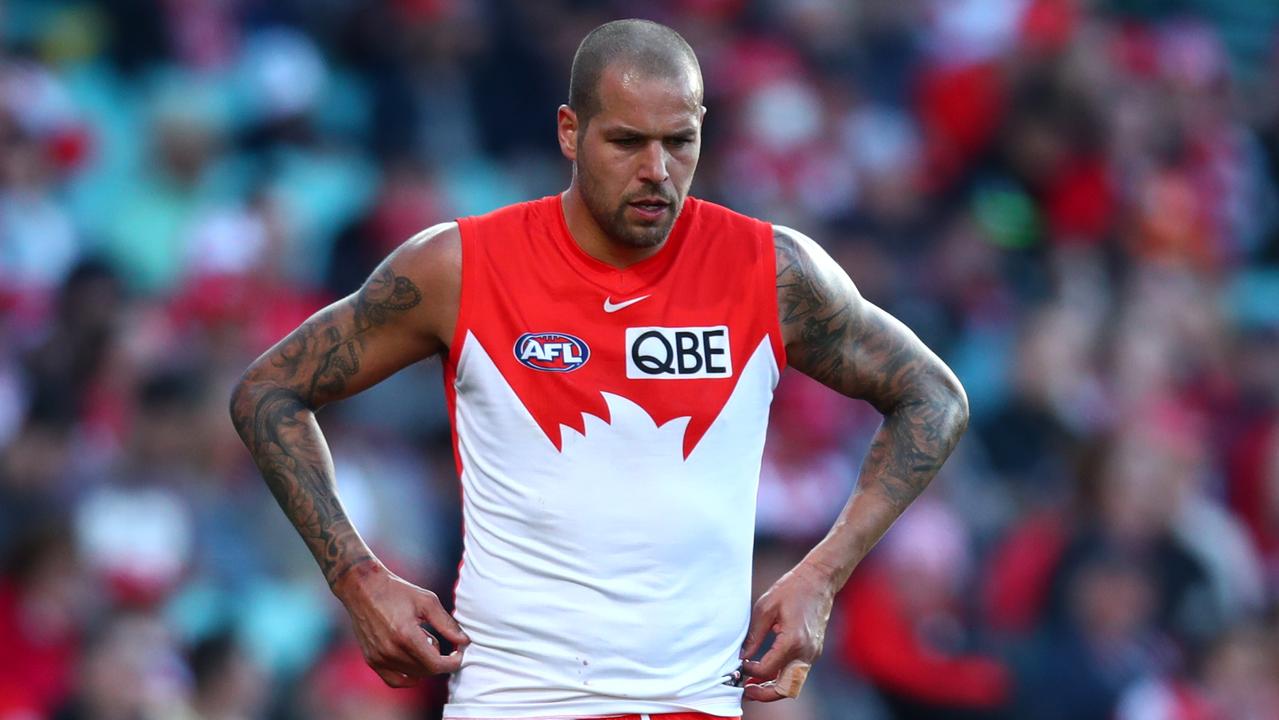 Lance Franklin of the Swans. Photo by Jason McCawley/AFL Photos/via Getty Images