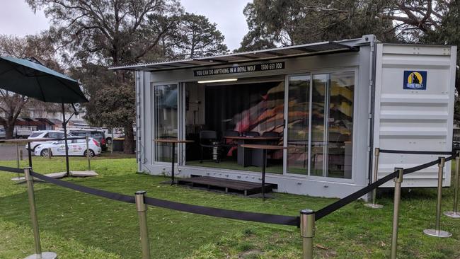 The shipping container used by Springvale Districts as a corporate box.