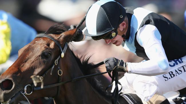 MELBOURNE, AUSTRALIA — NOVEMBER 09: Stephen Baster riding Pinot wins race 8 the Kennedy Oaks on 2017 Oaks Day at Flemington Racecourse on November 9, 2017 in Melbourne, Australia. (Photo by Michael Dodge/Getty Images)