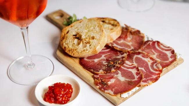 Slices of thickly cut, chilli-cured bresaola are a great way to start a meal