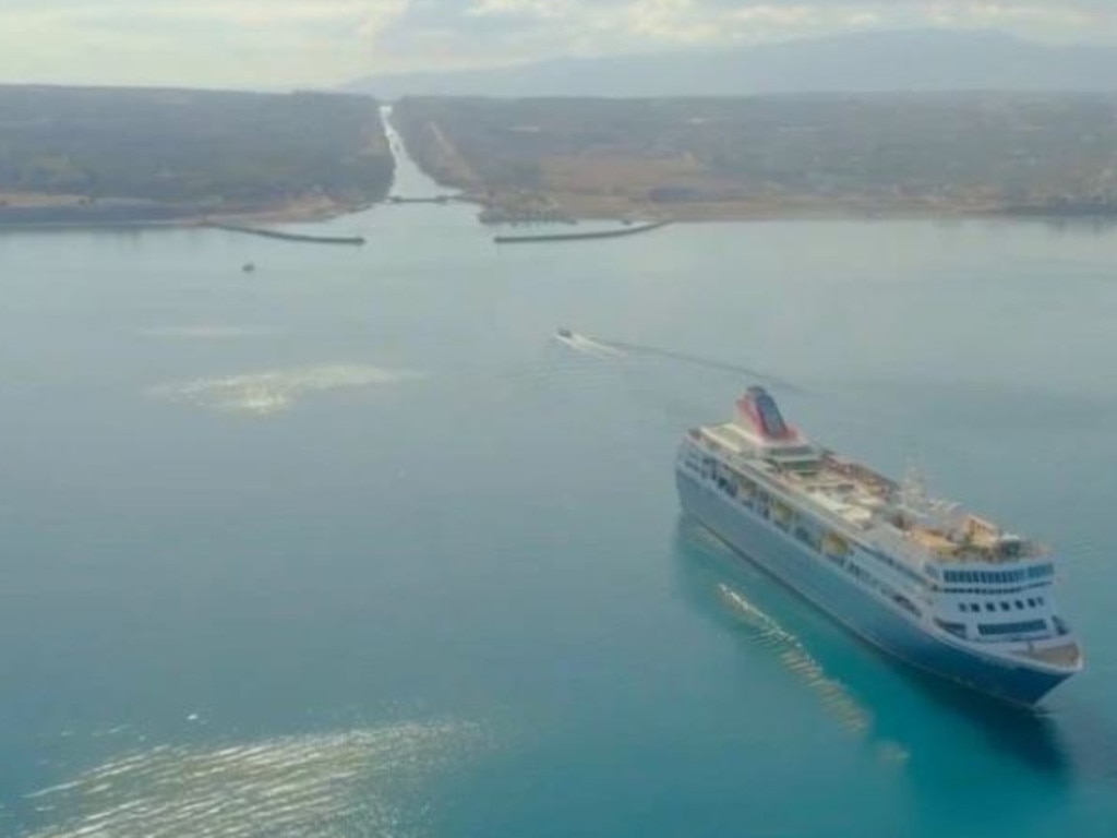 The stunning view as the cruise ship exits the canal.