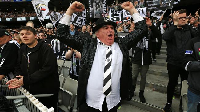 Joffa Corfe cheers on Collingwood in 2019. Picture: Mark Stewart.