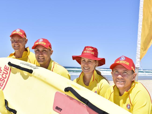 Salt Surf Life Saving Club's Sam Coleman, Jayd Maynard,  Kerry Gunther  and Nathan Fitzsimons at the beginning of the 20/21 season. Photo: Jessica Lamb