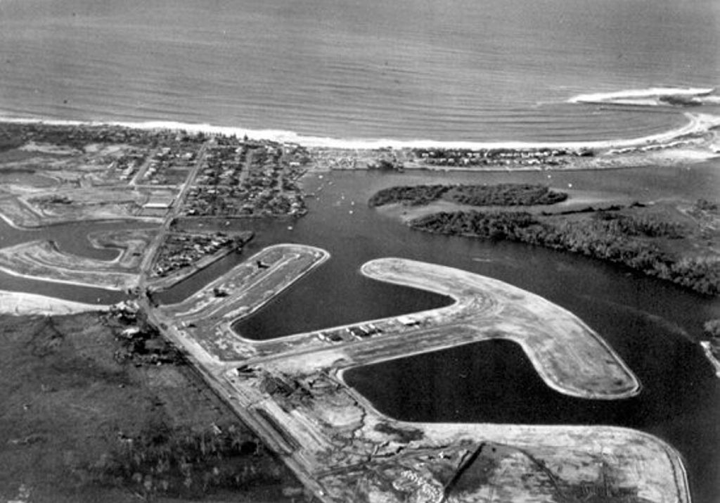 Mooloolaba's canal estate under construction 1972. (Courtesy Sunshine Coast Council Heritage Library)