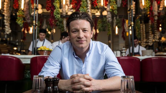 Jamie Oliver in the Adelaide restaurant Jamie's Italian not long afyear. Picture: Matt Turner