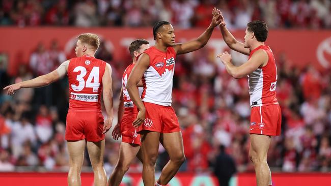 The Swans kicked regular goals throughout the game. (Photo by Matt King/AFL Photos/Getty Images)