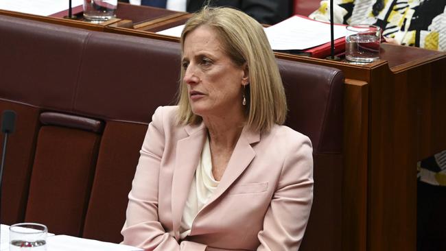 Senator Katy Gallagher during Senate Question Time Parliament House in Canberra. Picture: NCA NewsWire / Martin Ollman