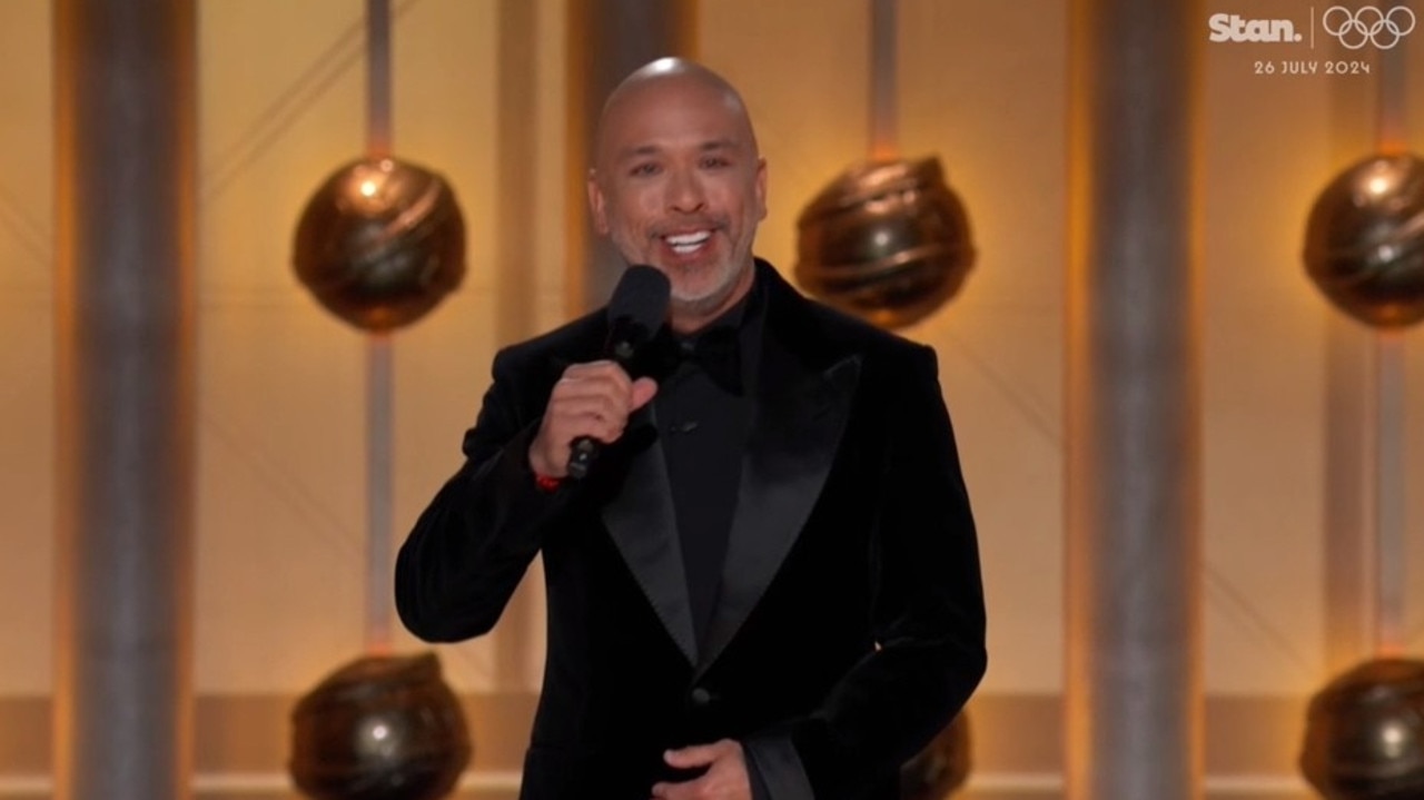 Jo Koy opens the 2024 Golden Globes ceremony. Picture: Stan