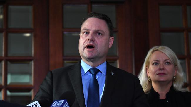 Brisbane Lord Mayor Adrian Schrinner and deputy mayor Krista Adams. Picture: AAP/Dan Peled