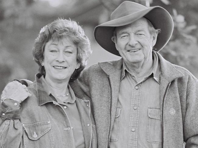 ***EXCLUSIVE FOR THE AUSTRALIAN***Australian singer-songwriters Joy McKean (left) and Slim Dusty, photographed for a 2005 book by Debbie Kruger titled 'Songwriters Speak: Conversations About Creating Music' (Limelight Press). Picture: John Elliott