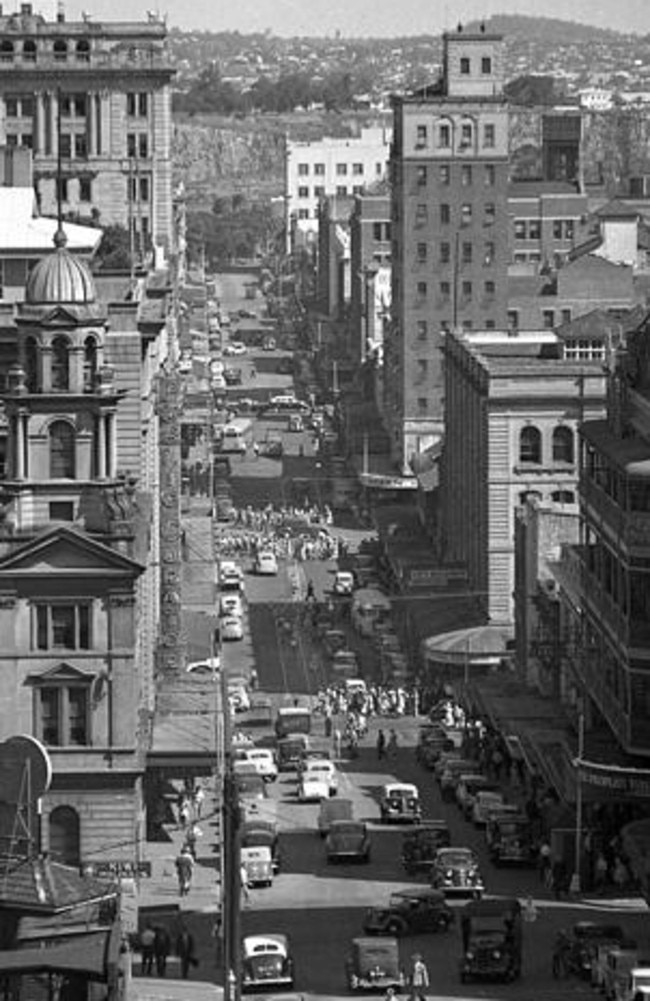 Looking down Edward Street, Brisbane, from Wickham Terrace.