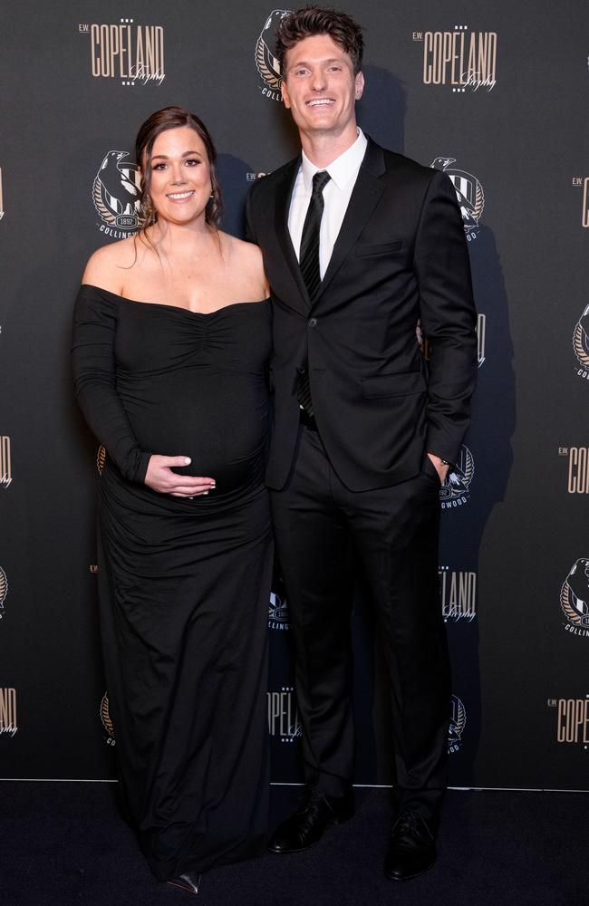 Brodie Mihocek and Polly Frankcombe at Collingwood’s best and fairest award on October 4. Picture: Getty Images