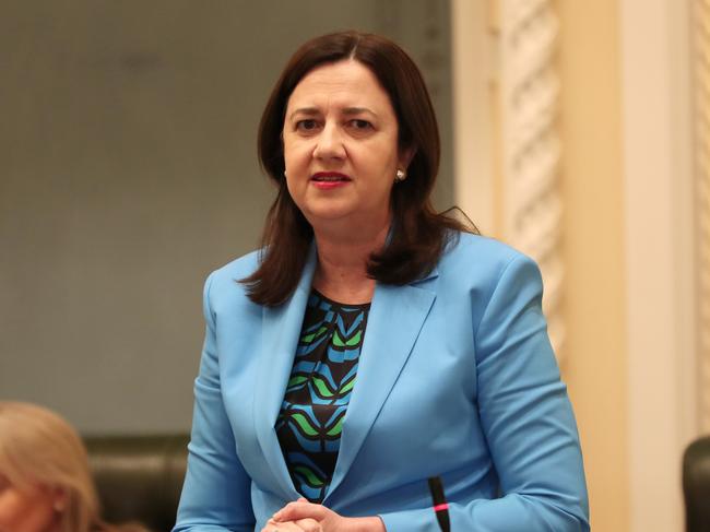 Premier Annastacia Palaszczuk speaking in Parliament yesterday. Picture: Tara Croser