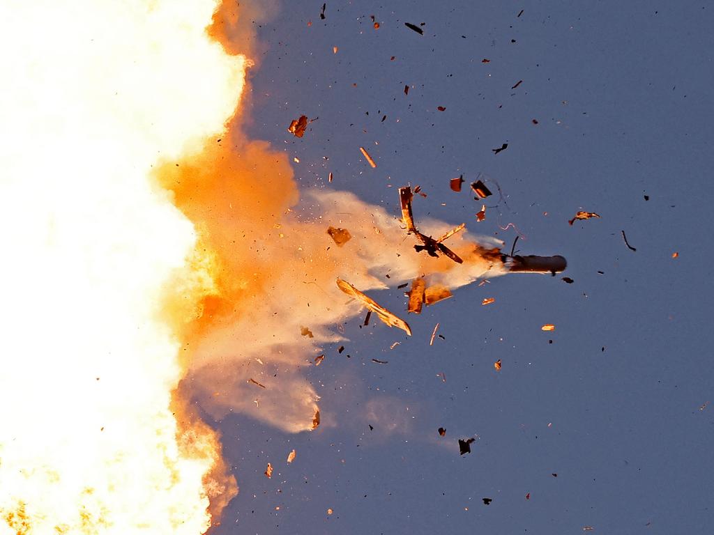 A Hezbollah UAV intercepted by Israeli air forces over north Israel in pre-emptive strikes in Lebanon after detecting preparations for "large-scale" attacks by the Iran-backed militant group Hezbollah. Picture: AFP