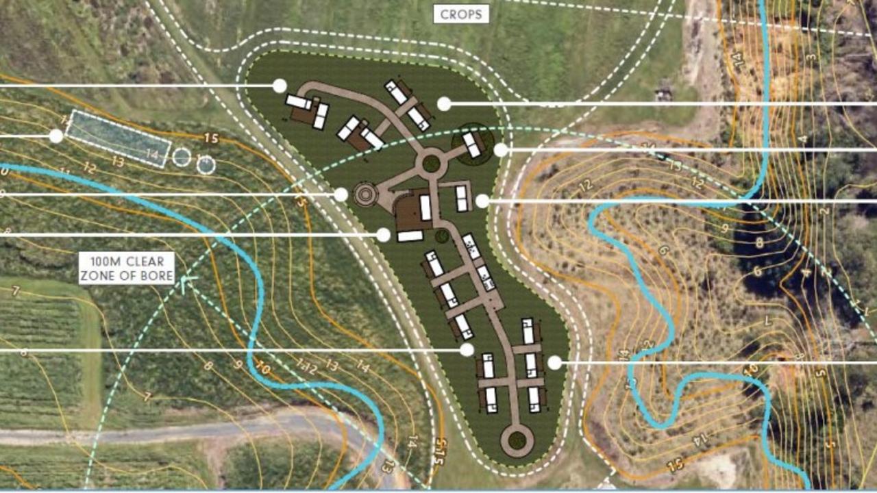 Map showing positioning of proposed buildings at the Daintree River site. Picture: Supplied