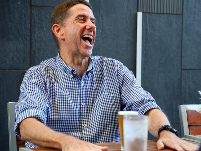 Deputy Premier and Treasurer of Queensland Cameron Dick sharing a laugh with Michael Madigan. Picture: David Clark