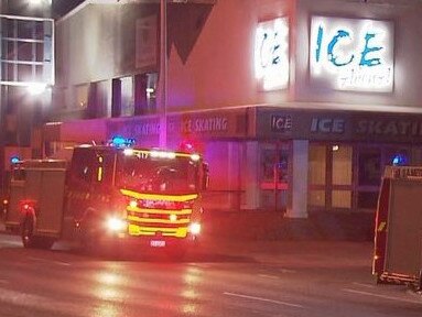 Firefighters at Ice Arena in Adelaide. Picture: Nine News