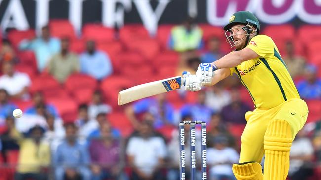 Finch played his best innings in a while when he hit 37 in the 2nd ODI loss. Picture: AFP