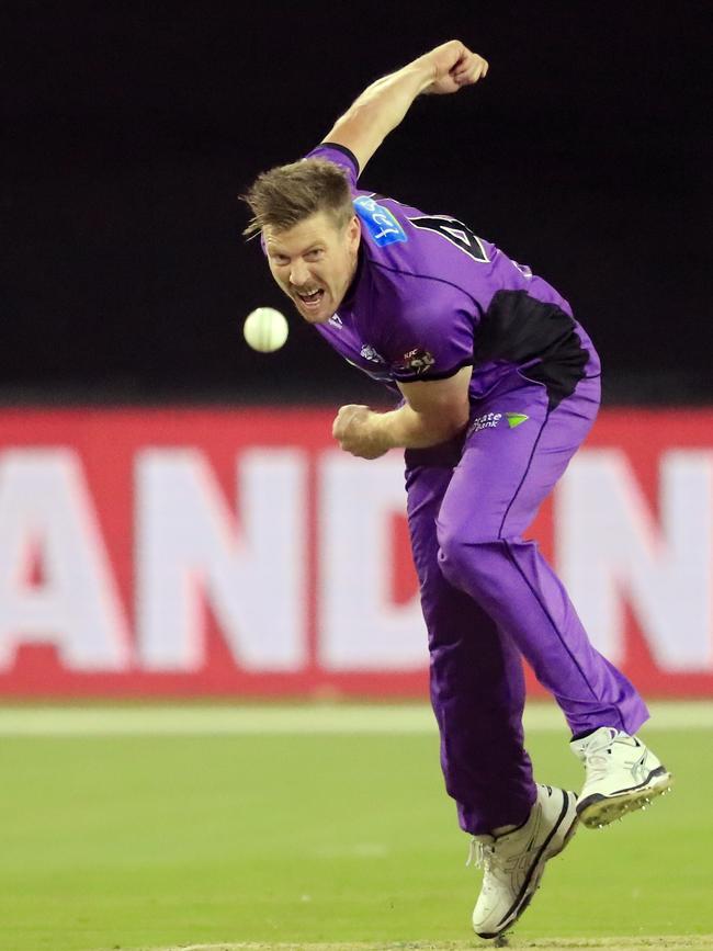 James Faulkner bowls during the BBL match between the Hobart Hurricanes and the Adelaide Strikers at UTAS Stadium in Launceston on January 31. Picture: AAP