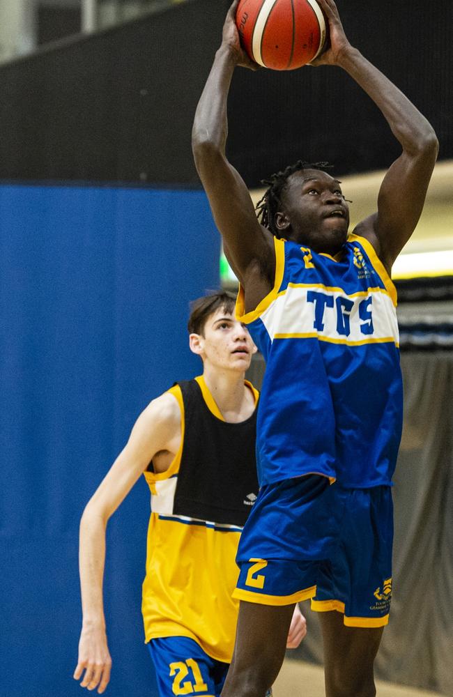 Samuel Geu, Toowoomba Grammar School 1st V training ahead of the 2022 GPS basketball season, Thursday, July 14, 2022. Picture: Kevin Farmer