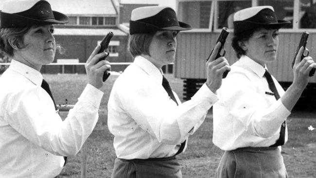 November 1971: Trainee policewomen on the firing range. Picture: Herald Sun