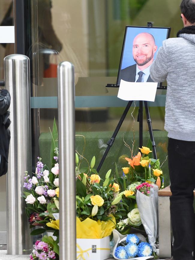 Tributes outside Box Hill hospital. Picture: Nicole Garmston