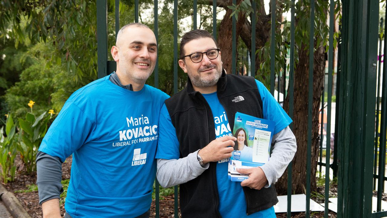 Mayor Steven Issa (right) with Joseph Rahme at the Granville polling station in May 2022.