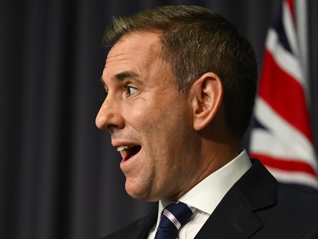 CANBERRA, AUSTRALIA  - NewsWire Photos - February 18, 2025:  Federal Treasurer Jim Chalmers holds a press conference  at Parliament House in Canberra. Picture: NewsWire / Martin Ollman