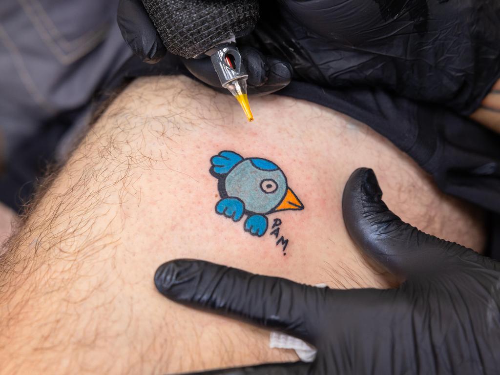 Classic Ink Tattoos in Yarraville says there’s an influx of people wanting Pam the Bird tattoos. Picture: Jason Edwards