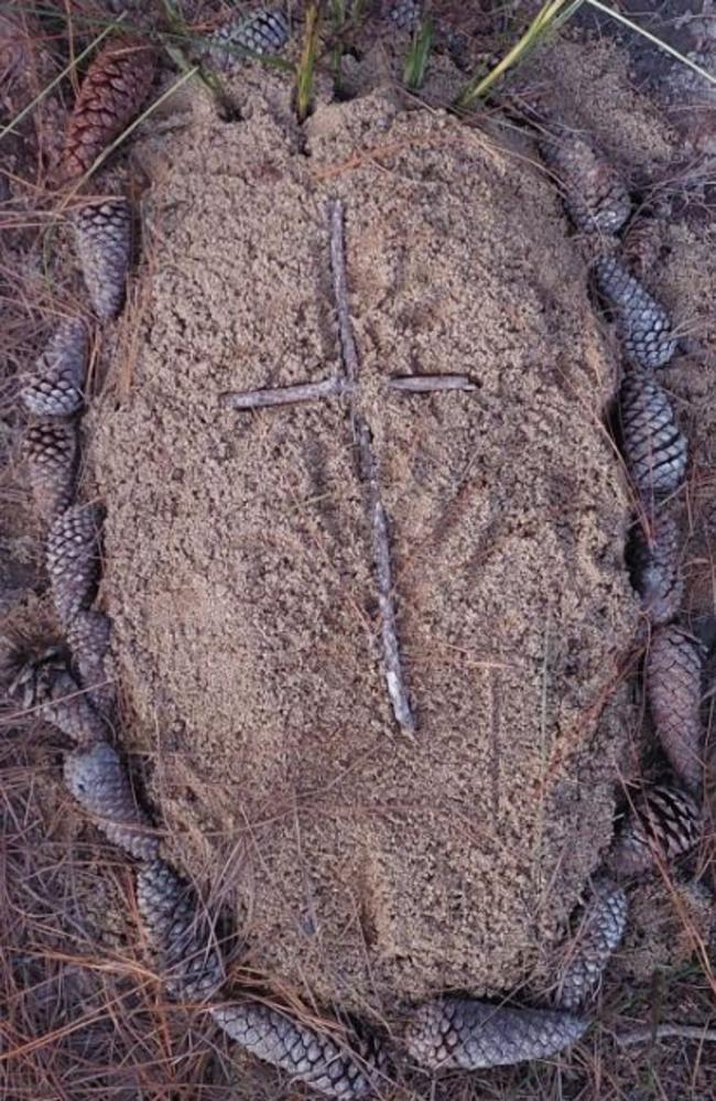 A grave-like mound that Candi O'neill found during a camping trip at Coochin Creek.