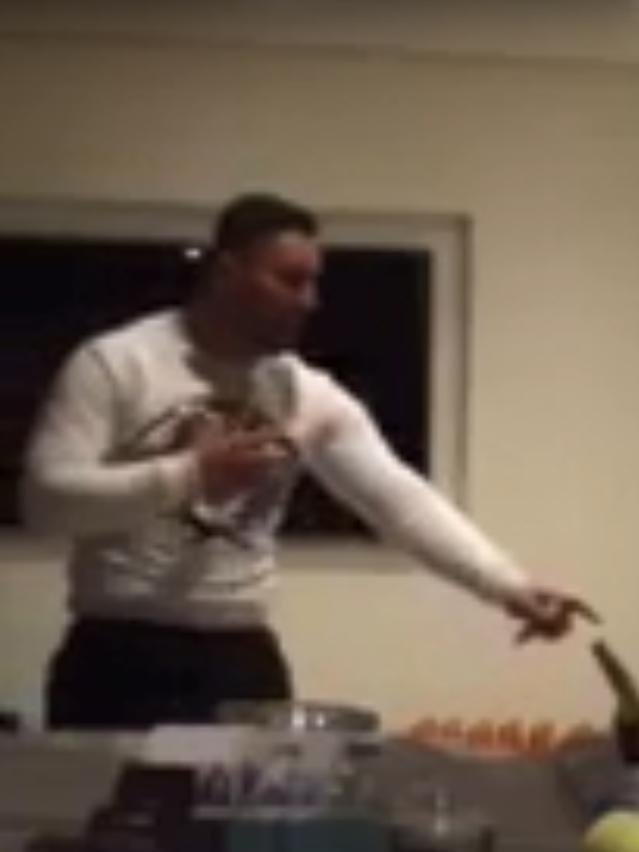 A still from the video shows Mehajer beating his chest and pointing.